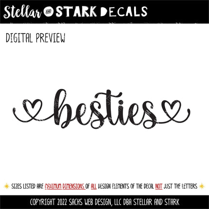 Besties with Heart Vinyl Decal, Best Friend Gift, Best Friends Forever Sticker, BFF Label, Soul Sister, Tumbler Sign, Bottle, Friendship Art