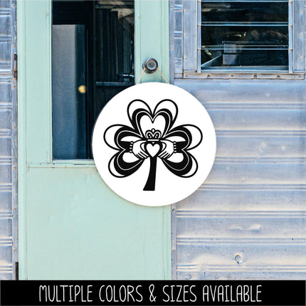Claddagh Shamrock Vinyl Decal, Irish Sticker, Hearts Hands Crown Wall Sign, Four Leaf Clover, Celtic Car Decal, Love Loyalty Friendship