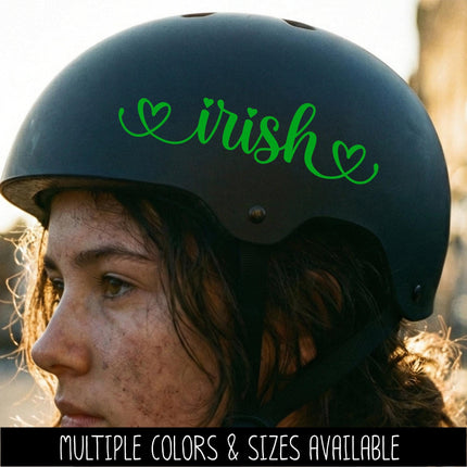 Irish with Hearts Vinyl Decal, Ireland Love Sticker, Irish Pride Sign, St Patrick's Day Door Decal, St Patty's Day Wall Mural, Heritage Love