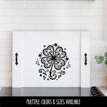 Floral Shamrock Vinyl Decal, Irish Sticker, Shamrock Luck Wall Sign, Four Leaf Clover, Celtic Car Decal, Ireland Door Label, Gaelic Decor