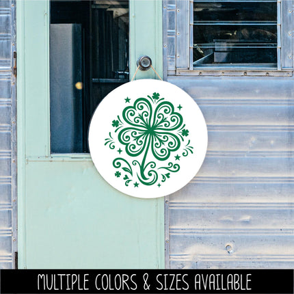 Floral Shamrock Vinyl Decal, Irish Sticker, Shamrock Luck Wall Sign, Four Leaf Clover, Celtic Car Decal, Ireland Door Label, Gaelic Decor