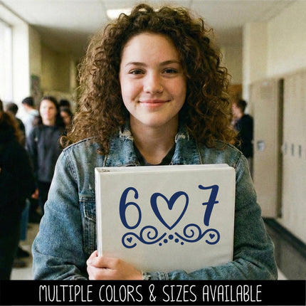 6 7 with Heart Vinyl Decal - Female 6 7 Sticker - Trendy Car Decal - 67 Laptop Sticker - Bike Helmet - Teen Bedroom Sign - Skateboard Label