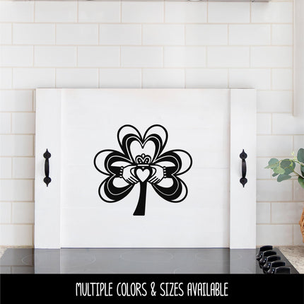 Claddagh Shamrock Vinyl Decal, Irish Sticker, Hearts Hands Crown Wall Sign, Four Leaf Clover, Celtic Car Decal, Love Loyalty Friendship