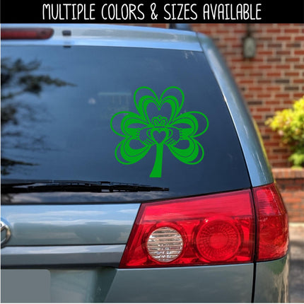 Claddagh Shamrock Vinyl Decal, Irish Sticker, Hearts Hands Crown Wall Sign, Four Leaf Clover, Celtic Car Decal, Love Loyalty Friendship