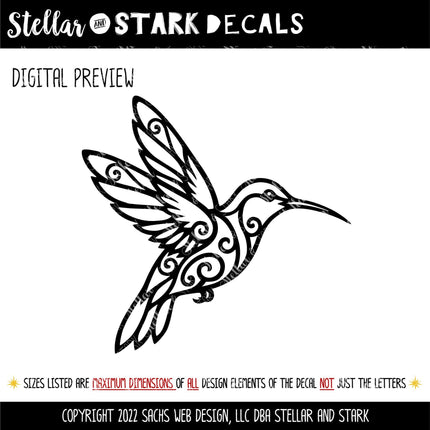 Hummingbird Vinyl Decal, Bird Sticker, Bird Home Decor, Laptop Bird Art, Hummingbird Wall Mural, Garden Car Decal, Tribal, Nature Gift, Love