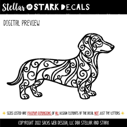 Dachshund Vinyl Decal, Weiner Dog Sticker for Cars, Laptops, Tumblers, Doxie Lover Gift, Dog Mom Window Decor, Long Dog Pet Lovers Sign