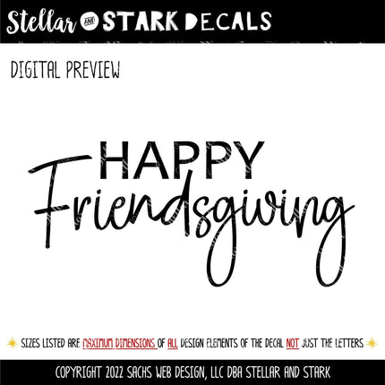 Modern Happy Friendsgiving Decal, Happy Friendsgiving Sticker, Friendsgiving Door Decal, Friendsgiving Wall Decal Sign, Thanksgiving Decor