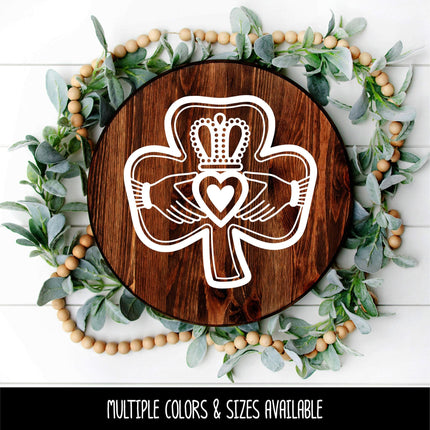 Simple Claddagh Shamrock Vinyl Decal - Friendship Loyalty Love Sticker - Claddagh Car Decal - Claddagh Door Decal - Claddagh Sign- Clover