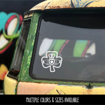 Simple Claddagh Shamrock Vinyl Decal - Friendship Loyalty Love Sticker - Claddagh Car Decal - Claddagh Door Decal - Claddagh Sign- Clover