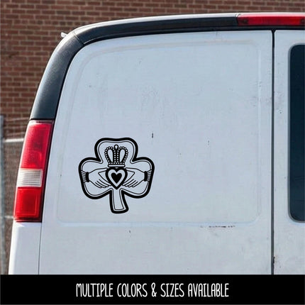 Simple Claddagh Shamrock Vinyl Decal - Friendship Loyalty Love Sticker - Claddagh Car Decal - Claddagh Door Decal - Claddagh Sign- Clover