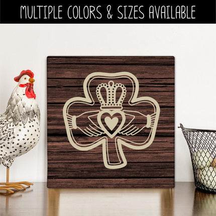 Simple Claddagh Shamrock Vinyl Decal - Friendship Loyalty Love Sticker - Claddagh Car Decal - Claddagh Door Decal - Claddagh Sign- Clover