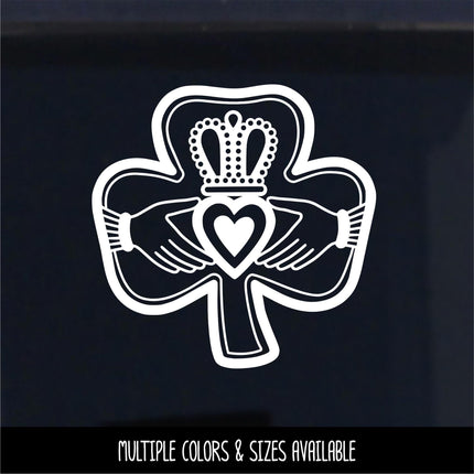 Simple Claddagh Shamrock Vinyl Decal - Friendship Loyalty Love Sticker - Claddagh Car Decal - Claddagh Door Decal - Claddagh Sign- Clover