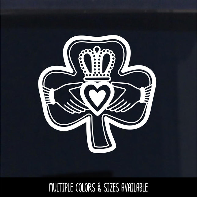 Simple Claddagh Shamrock Vinyl Decal - Friendship Loyalty Love Sticker - Claddagh Car Decal - Claddagh Door Decal - Claddagh Sign- Clover