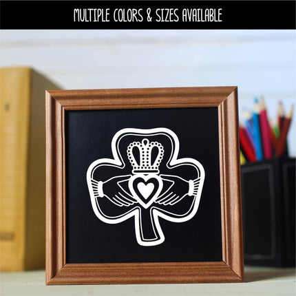 Simple Claddagh Shamrock Vinyl Decal - Friendship Loyalty Love Sticker - Claddagh Car Decal - Claddagh Door Decal - Claddagh Sign- Clover