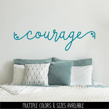 Cursive Courage with Hearts Vinyl Decal Sticker - Car Decal, Wall Vinyl Decal - Courage Laptop Sticker, Mug Decal, Home Decor, Inspiration