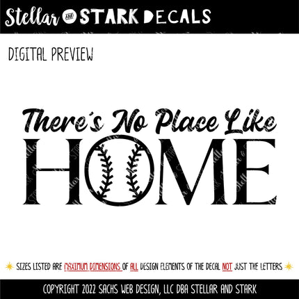 There's No Place Like Home Baseball Decal, Baseball Mom Car Sticker, Sports Vinyl Decal for Door, Car, Laptop, Tumbler, Baseball Fan Gift