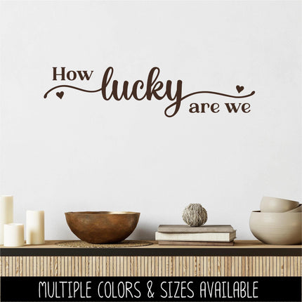 How Lucky We Are Vinyl Decal Sticker, Family Quote Wall Art, Inspirational Mirror Sign, Gratitude Home Decor, Romantic Sweetheart Door Sign