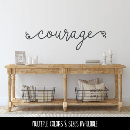 Cursive Courage with Hearts Vinyl Decal Sticker - Car Decal, Wall Vinyl Decal - Courage Laptop Sticker, Mug Decal, Home Decor, Inspiration