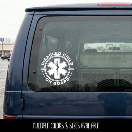 Disabled Child On Board Badge Decal - Disabled Sticker - Handicap Car Decal - Medical Alert Sign - Disabilities Warning Bumper Sticker