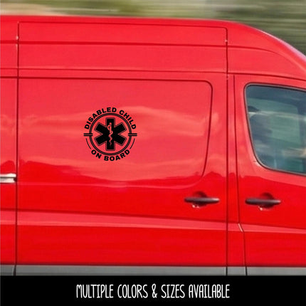 Disabled Child On Board Badge Decal - Disabled Sticker - Handicap Car Decal - Medical Alert Sign - Disabilities Warning Bumper Sticker