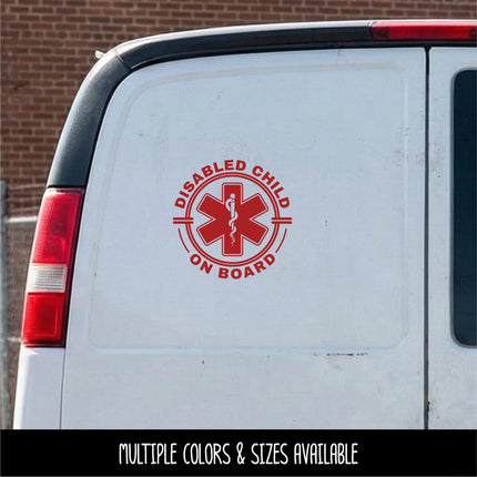 Disabled Child On Board Badge Decal - Disabled Sticker - Handicap Car Decal - Medical Alert Sign - Disabilities Warning Bumper Sticker