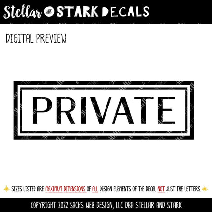 Private Vinyl Decal - Office Door Sticker - Business Window Sign - Employees Only Notice - No Entry Warning - Business Sign Lettering Decor