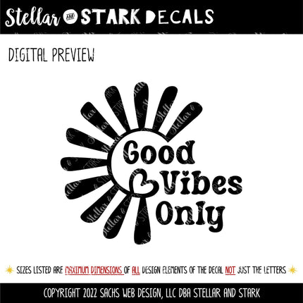 Good Vibes Only Vinyl Decal - Positive Quote Sticker - Motivational Laptop Decal - Positivity Car Window Sticker - Teen Inspirational Wall