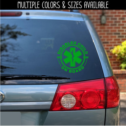 Disabled Child On Board Badge Decal - Disabled Sticker - Handicap Car Decal - Medical Alert Sign - Disabilities Warning Bumper Sticker