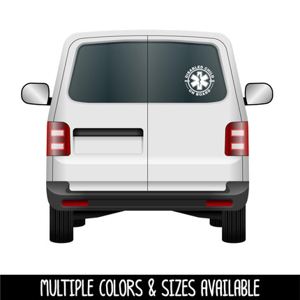 Disabled Child On Board Badge Decal - Disabled Sticker - Handicap Car Decal - Medical Alert Sign - Disabilities Warning Bumper Sticker
