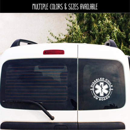 Disabled Child On Board Badge Decal - Disabled Sticker - Handicap Car Decal - Medical Alert Sign - Disabilities Warning Bumper Sticker