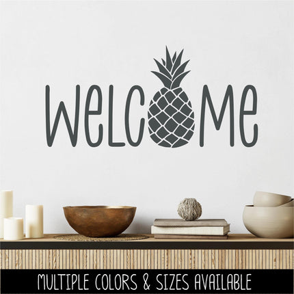 Pineapple Welcome Vinyl Decal - Tropical Front Door Sticker - Summer Porch Sign - Southern Welcome Mural - Hospitality Door Greeting - Gift