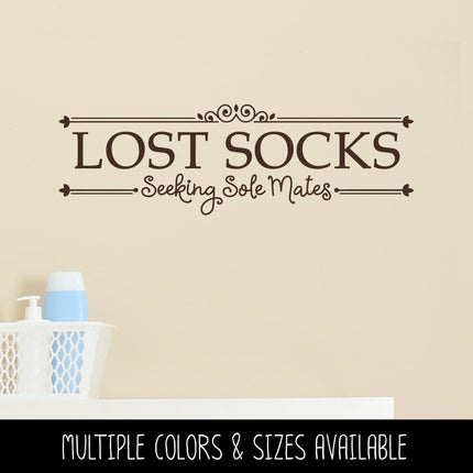 Lost Socks Seeking Sole Mates Vinyl Decal, Funny Laundry Sign, Laundry Sticker, Organization Laundry Wall Decor, Laundry Door Mural Gift