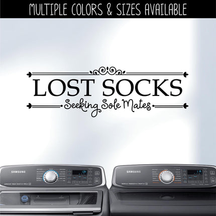 Lost Socks Seeking Sole Mates Vinyl Decal, Funny Laundry Sign, Laundry Sticker, Organization Laundry Wall Decor, Laundry Door Mural Gift