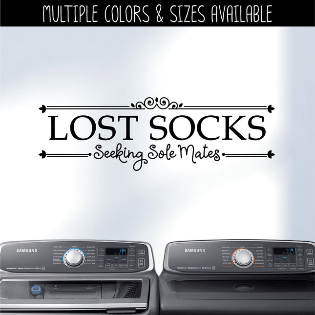 Lost Socks Seeking Sole Mates Vinyl Decal, Funny Laundry Sign, Laundry Sticker, Organization Laundry Wall Decor, Laundry Door Mural Gift