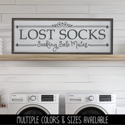 Lost Socks Seeking Sole Mates Vinyl Decal, Funny Laundry Sign, Laundry Sticker, Organization Laundry Wall Decor, Laundry Door Mural Gift