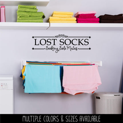 Lost Socks Seeking Sole Mates Vinyl Decal, Funny Laundry Sign, Laundry Sticker, Organization Laundry Wall Decor, Laundry Door Mural Gift