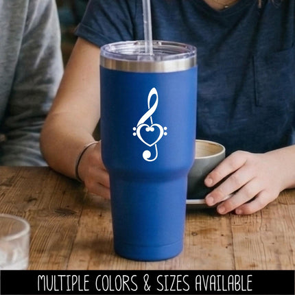 Treble Clef and Bass Clef Heart Decal - Music Decal - Music Car Decal - Music Laptop Sticker - Musical Sticker -Singing Decal -Musical