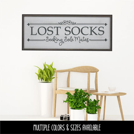 Lost Socks Seeking Sole Mates Vinyl Decal, Funny Laundry Sign, Laundry Sticker, Organization Laundry Wall Decor, Laundry Door Mural Gift