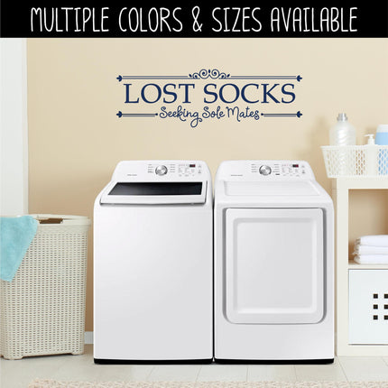Lost Socks Seeking Sole Mates Vinyl Decal, Funny Laundry Sign, Laundry Sticker, Organization Laundry Wall Decor, Laundry Door Mural Gift