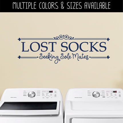 Lost Socks Seeking Sole Mates Vinyl Decal, Funny Laundry Sign, Laundry Sticker, Organization Laundry Wall Decor, Laundry Door Mural Gift