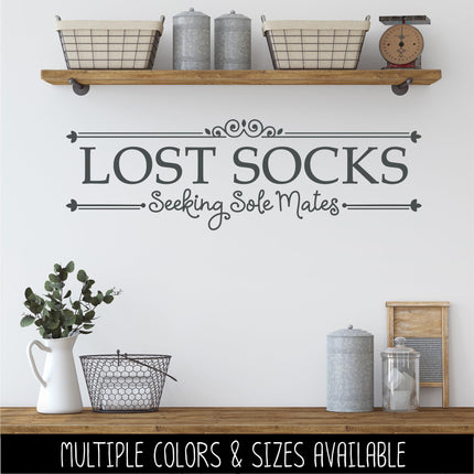Lost Socks Seeking Sole Mates Vinyl Decal, Funny Laundry Sign, Laundry Sticker, Organization Laundry Wall Decor, Laundry Door Mural Gift
