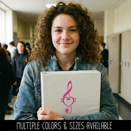 Treble Clef and Bass Clef Heart Decal - Music Decal - Music Car Decal - Music Laptop Sticker - Musical Sticker -Singing Decal -Musical