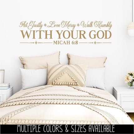 Act Justly Love Mercy Walk Humbly With Your God, Micah 6:8 Decal, Bible Decal, Christian Decal, Christian Sticker, Door Decal, Wall Sign