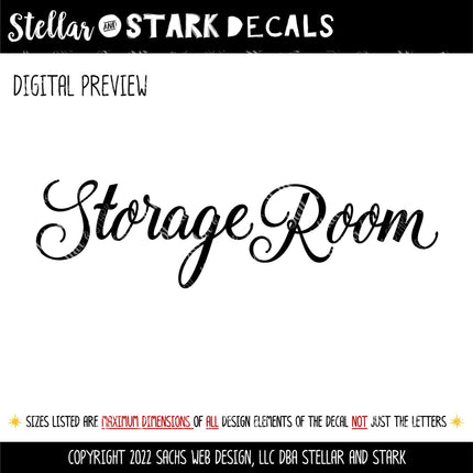 Storage Room Vinyl Decal, Utility Closet Door Sticker, Home Organization Label, Storage Wall Sign, Storage Room Door Lettering, Name Label