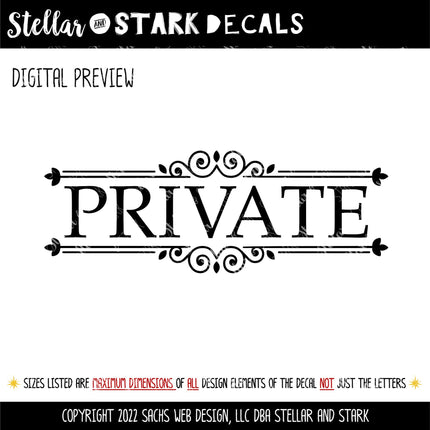 Private Vinyl Decal - Office Door Sticker - Business Window Sign - Employees Only Notice - No Entry Warning - Business Sign Lettering Decor