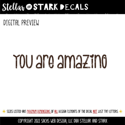 You are Amazing Vinyl Decal Sticker, Positive Affirmation Mirror Sticker, Motivational Bathroom Decor, Inspirational Quote Wall Art, Gift