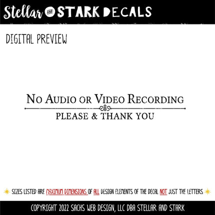 No Audio or Video Recording Decal, Please & Thank You Privacy Sticker, Security, No Filming Sign for Business, Store, Office, Retail, Home