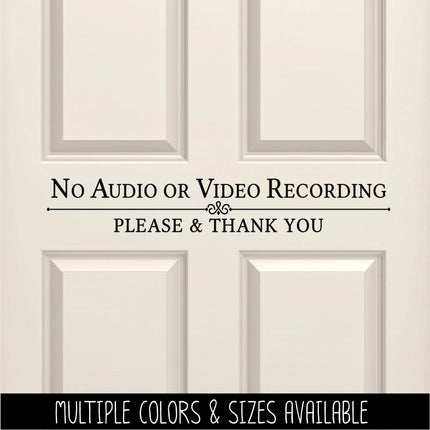 No Audio or Video Recording Decal, Please & Thank You Privacy Sticker, Security, No Filming Sign for Business, Store, Office, Retail, Home