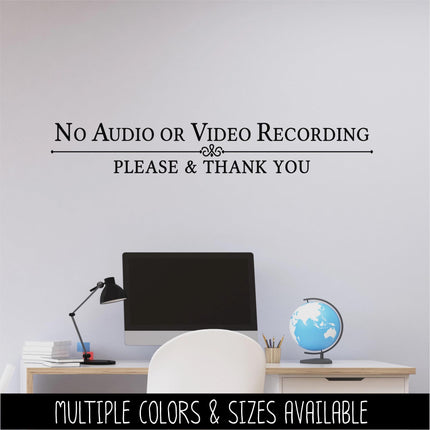 No Audio or Video Recording Decal, Please & Thank You Privacy Sticker, Security, No Filming Sign for Business, Store, Office, Retail, Home