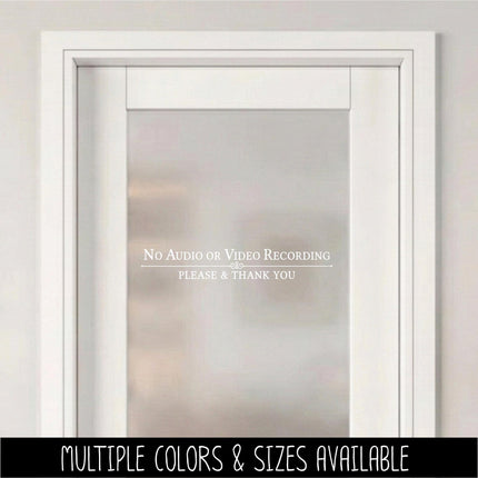 No Audio or Video Recording Decal, Please & Thank You Privacy Sticker, Security, No Filming Sign for Business, Store, Office, Retail, Home